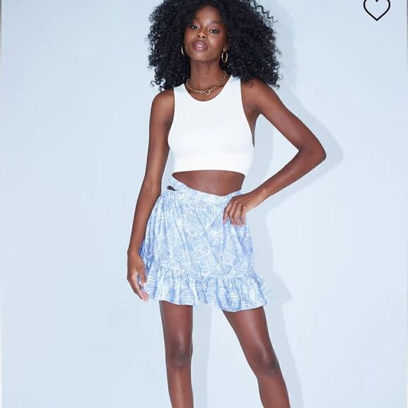 PRINCESS POLLY Piper Cut Out Mini Skirt Blue - Picture 2 of 7